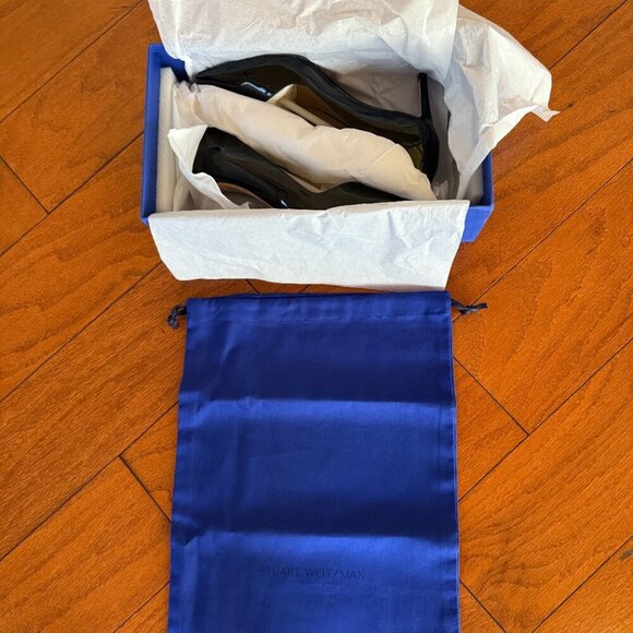 Stuart Weitzman Anny 70 Pointy Toe Pump Black Patent Heel Women’s NEW NIB Size 7 - Picture 11 of 16